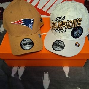 New Era Tan and White Championship Caps